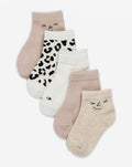 Minene ファッションソックス - 5足パック - ピンククリームレオパード