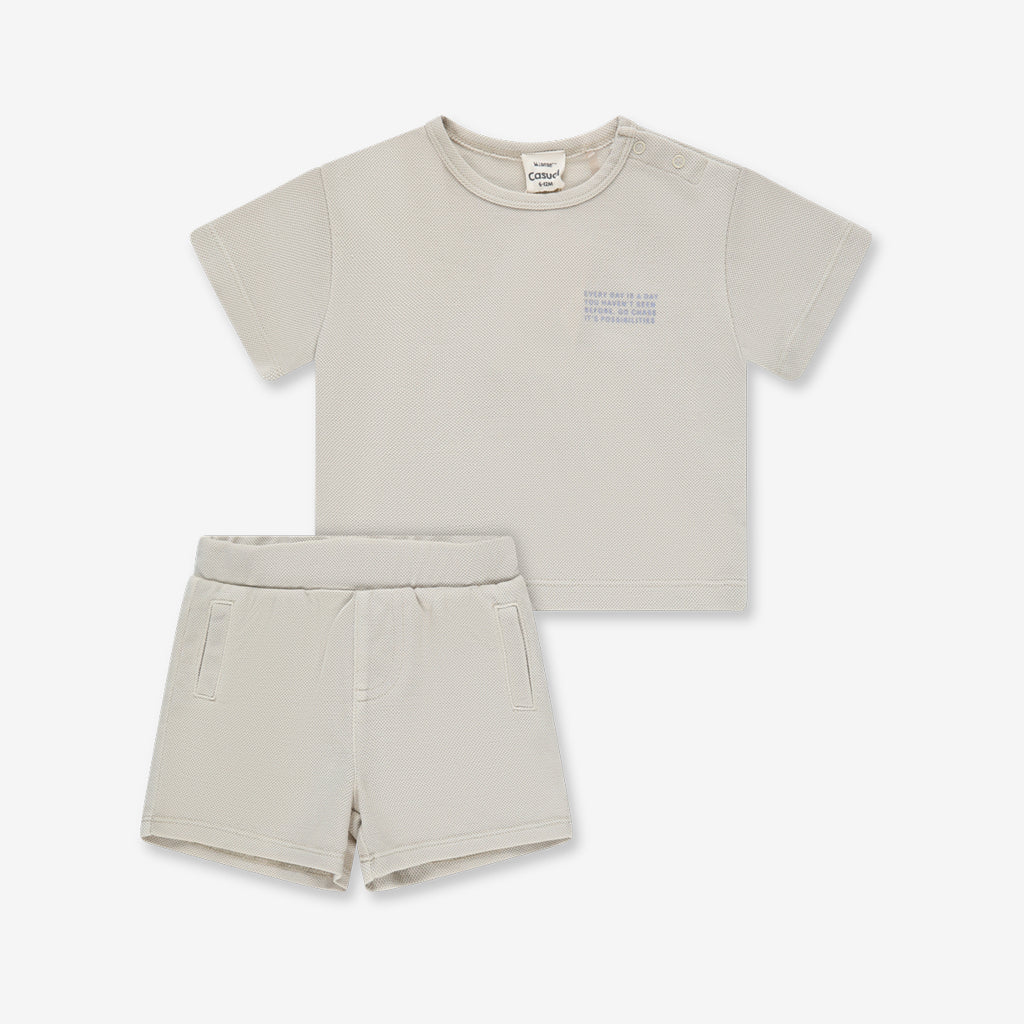 ボーイズ ポロピケ オーバーサイズシャツ + バミューダパンツ NT2 