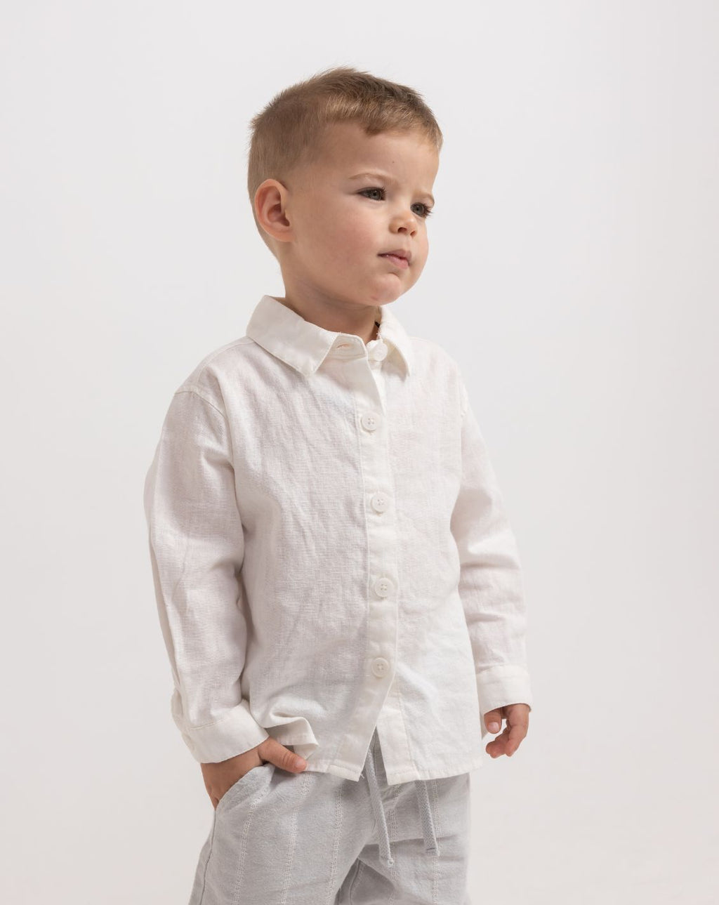 Long Sleeve Linen Button Down Shirt WB