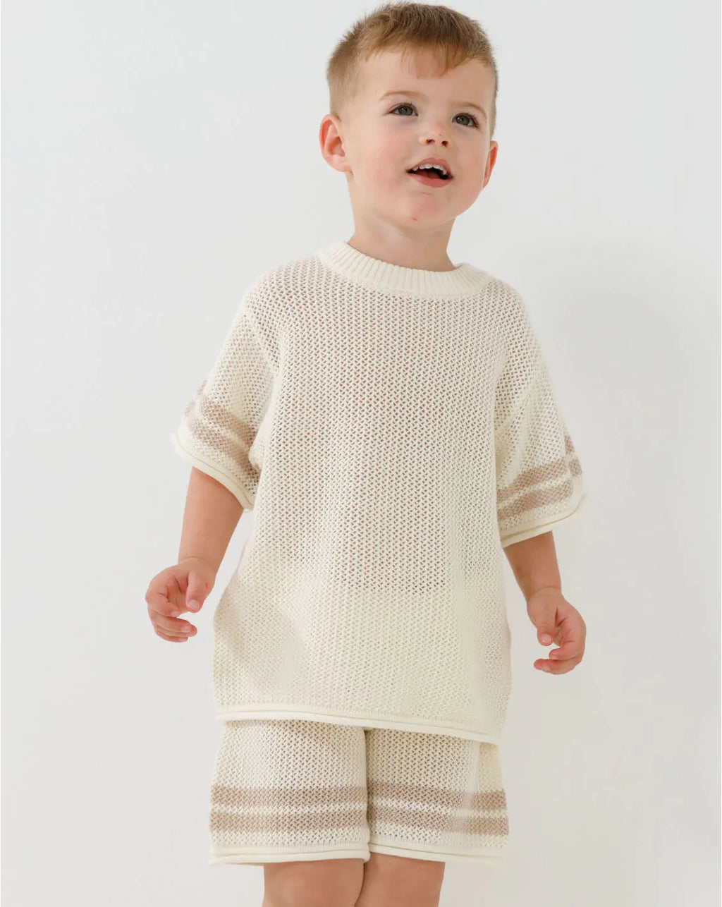 Oversize Crochet T-Shirt with Stripes CR