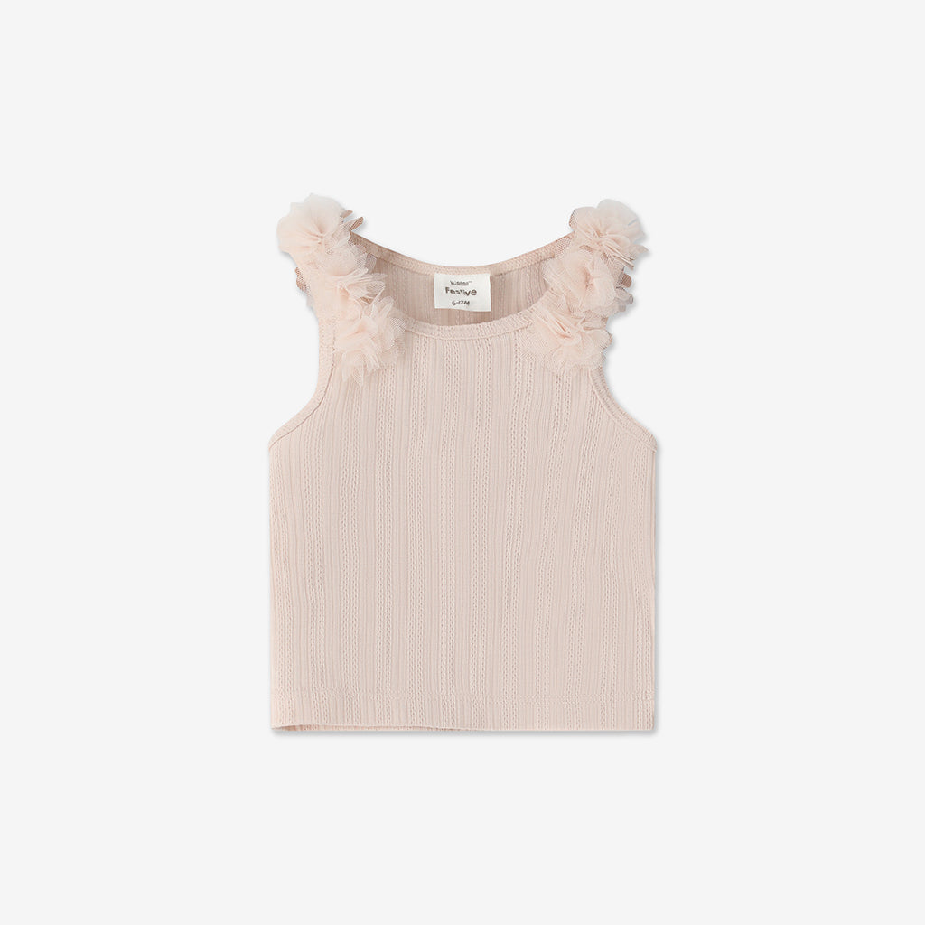 Tank Top With 3D Tulle Flowers H