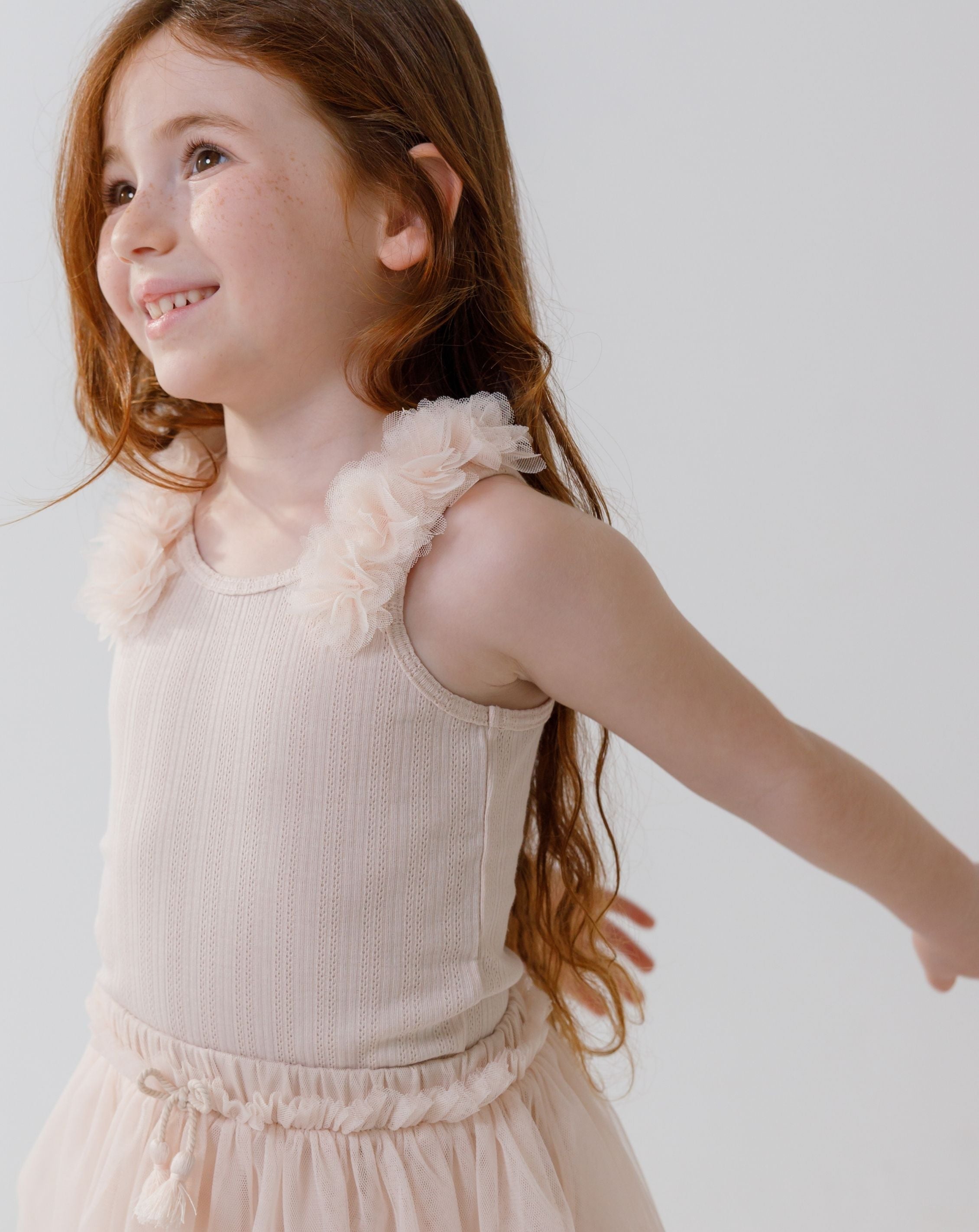 Tank Top With 3D Tulle Flowers H