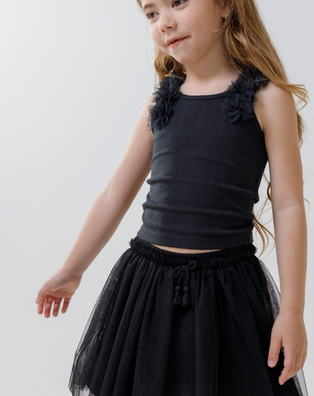 Tank Top With 3D Tulle Flowers H