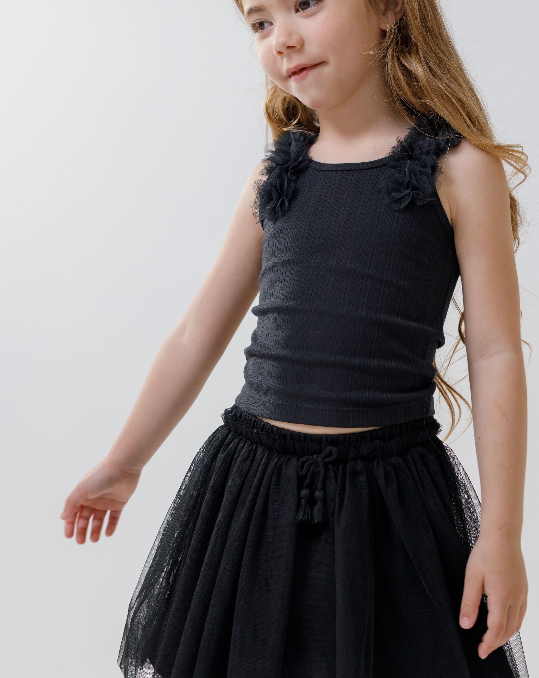 Tank Top With 3D Tulle Flowers H