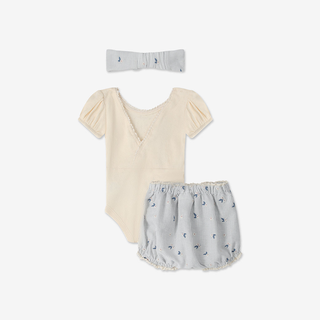Puff Sleeves Bodysuit & Bloomers + Headband H