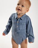 Woven Bodysuit With Pocket WB1
