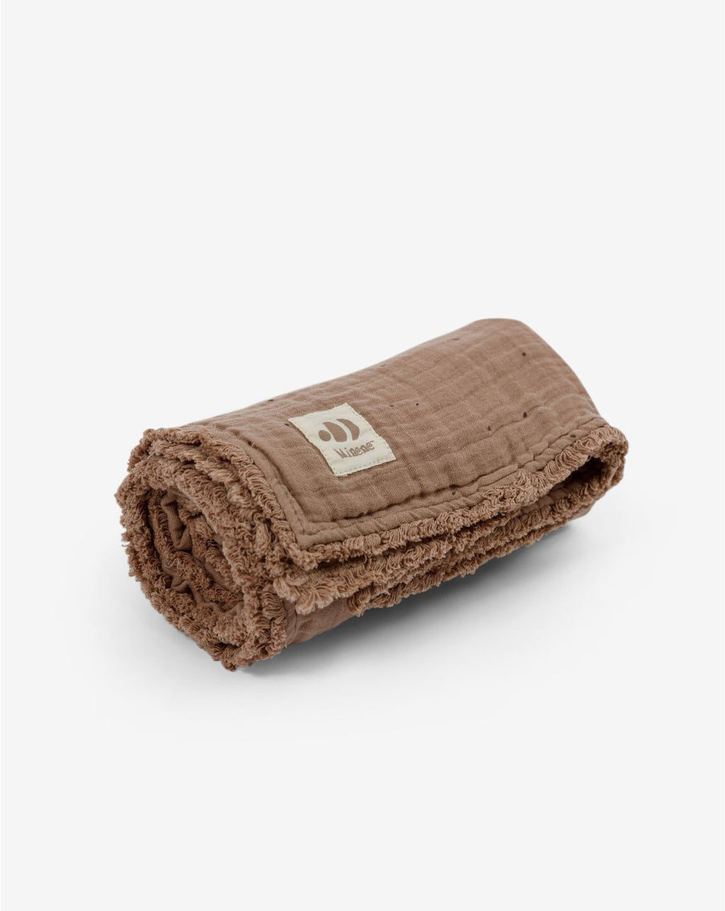 フリンジ付きモスリンブランケット 75×100cm