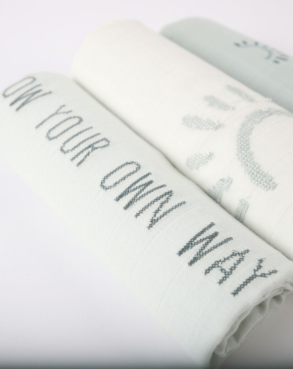 100% Cotton Muslin Squares EMB - Pack of 3