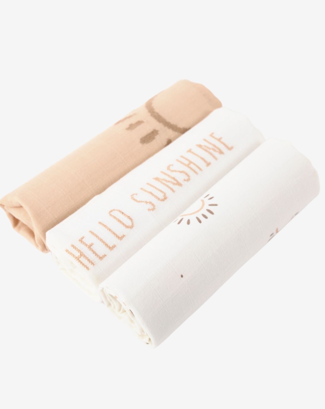 100% Cotton Muslin Squares EMB - Pack of 3