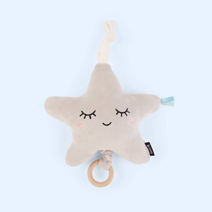 Cream Beige Star  Bedding Gift Basket - Yellow Basket!