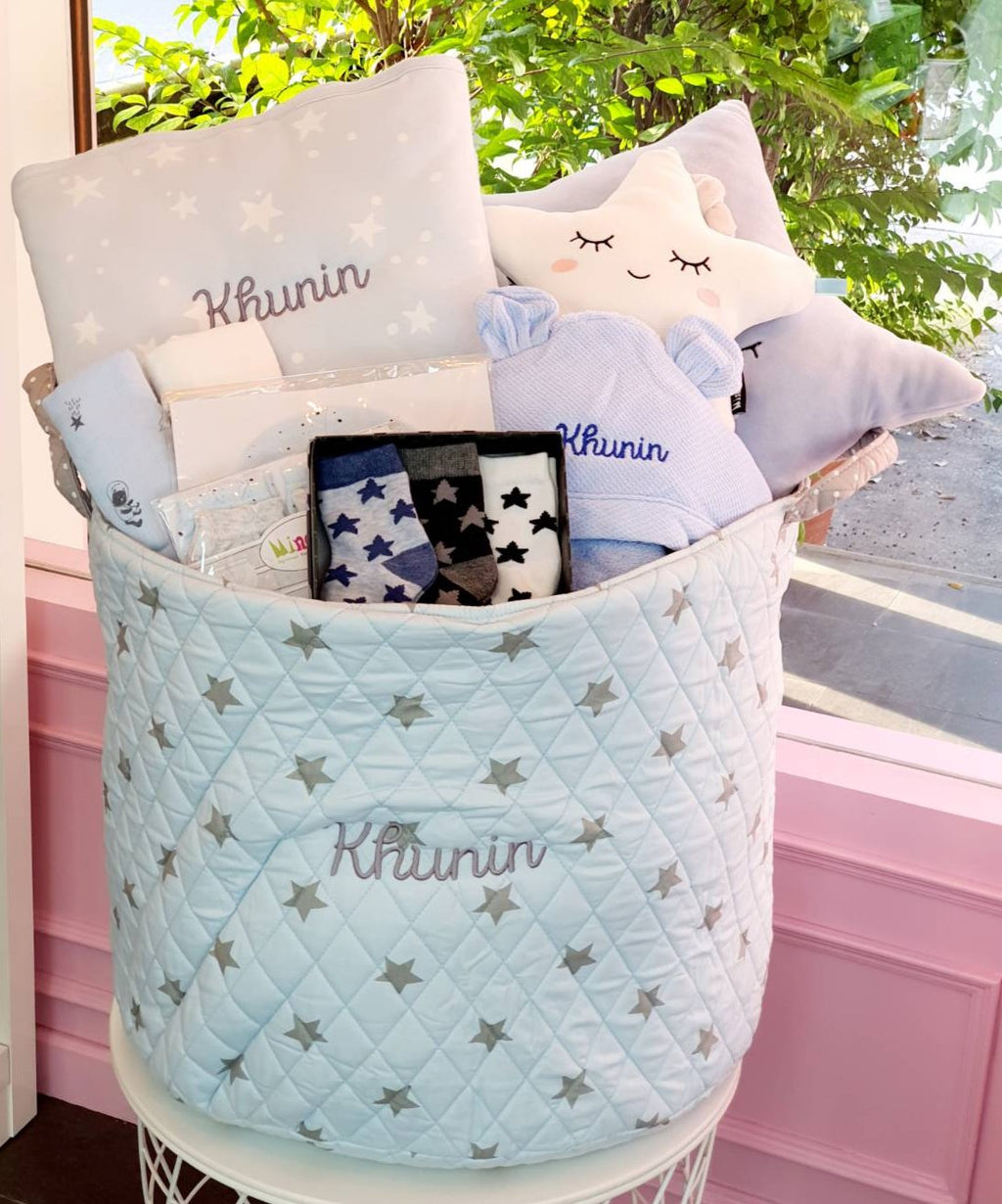 Personalized Baby Blue Gift Basket