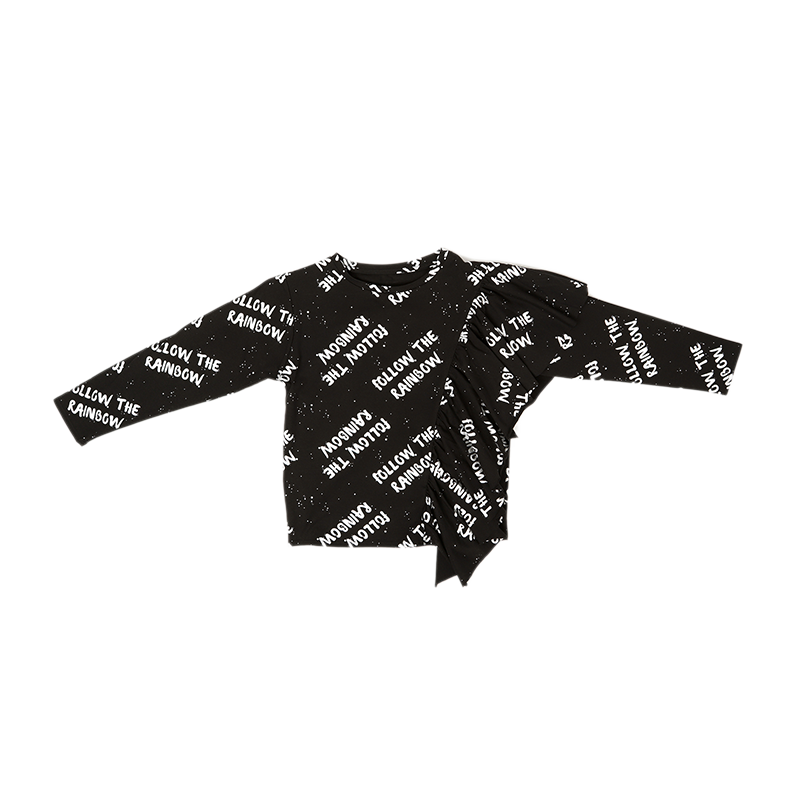 Wide sleeve shirt AB - Black Printed