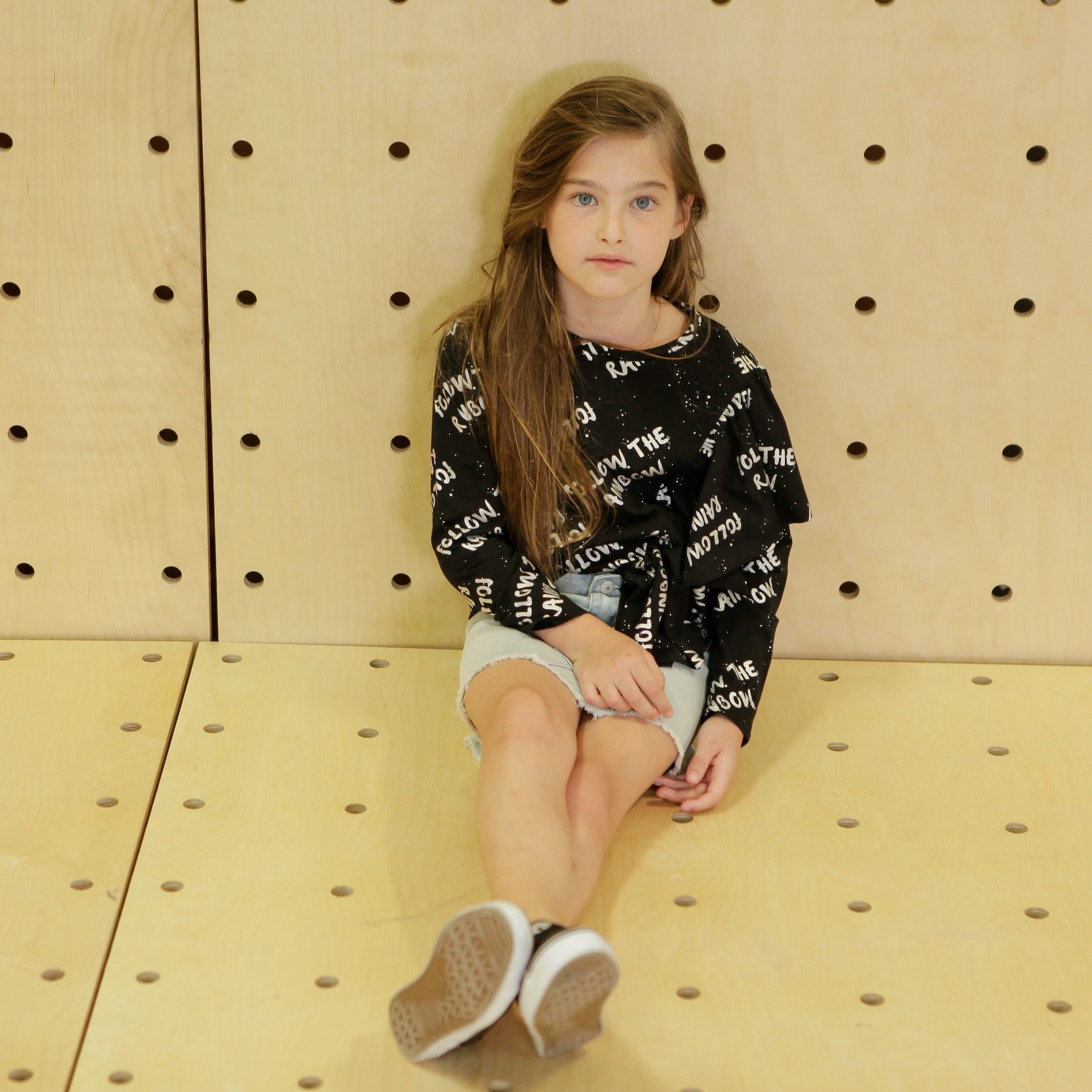 Wide sleeve shirt AB - Black Printed