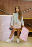 Skirt With Cut J, Jeans - Pink